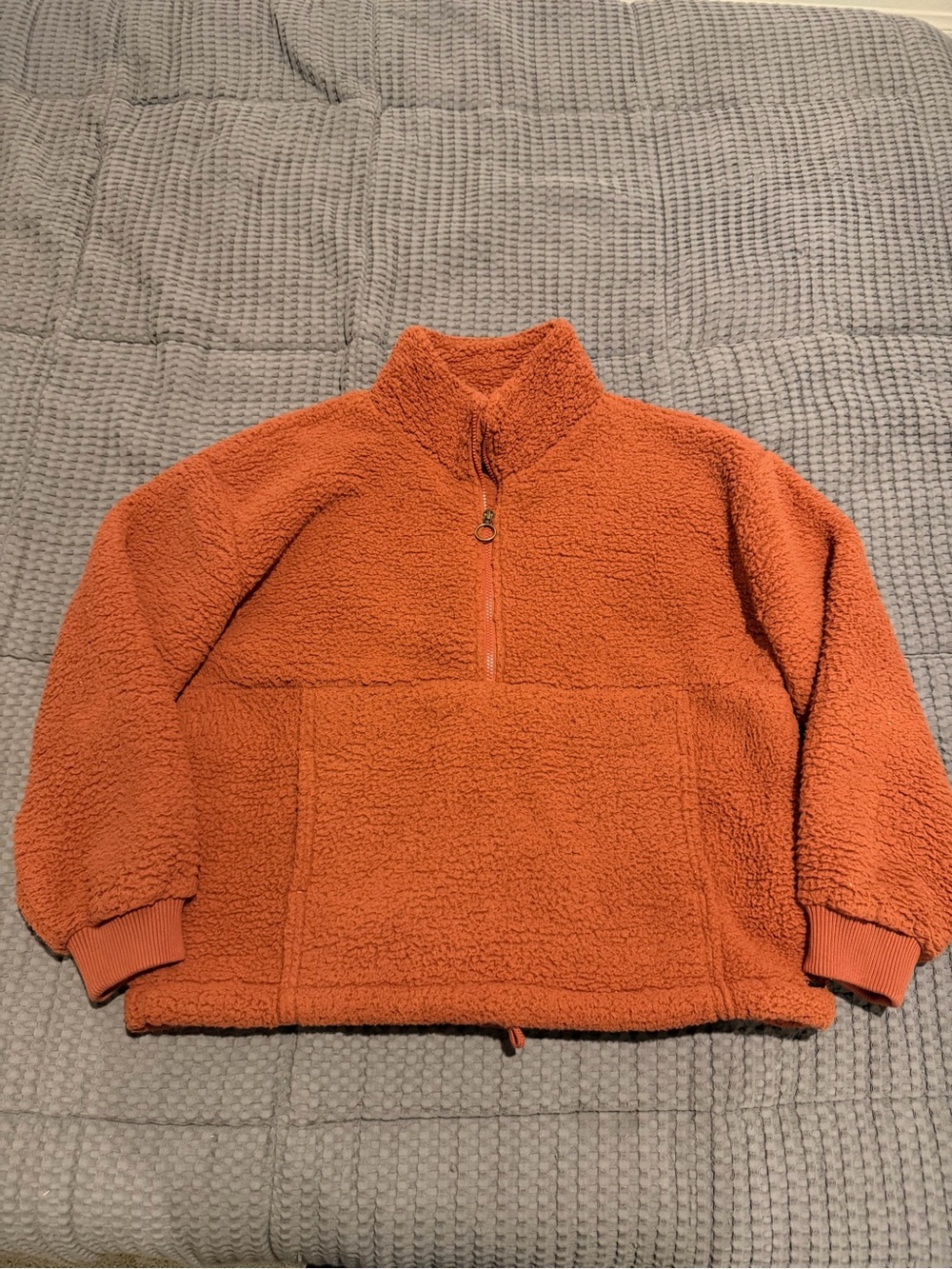 Billabong Women’s Cozy Half-Zip Sherpa Jacket - Rust Size XL